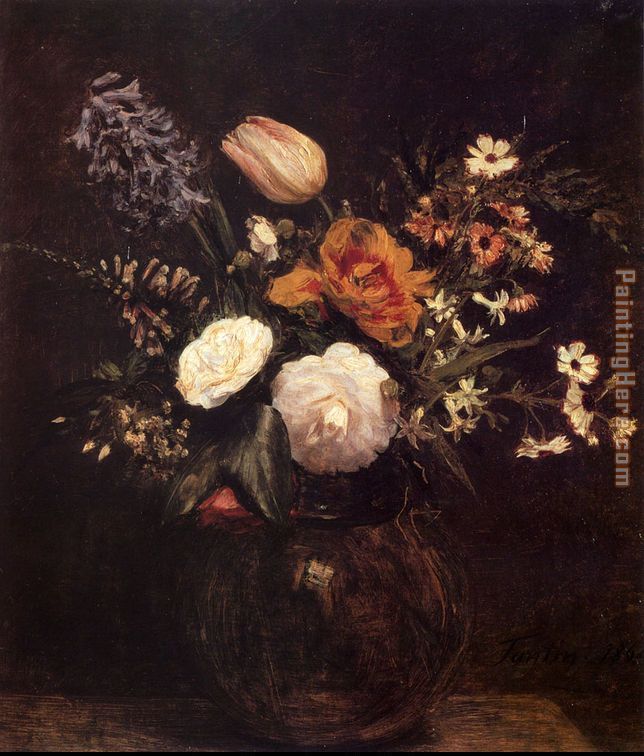 Flowers painting - Henri Fantin-Latour Flowers art painting